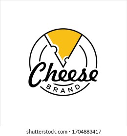 Cheese Logo. Round Linear Logo Of Cheese Store, Luxury Logo Design Template Vector Illustration