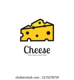 Cheese logo. Round linear logo of cheese store, Luxury logo design template vector illustration