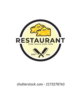 Cheese logo. Round linear logo of cheese store, Luxury logo design template vector illustration