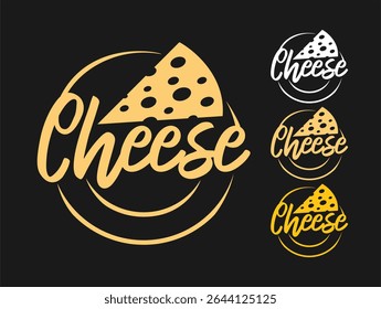 cheese logo vector with triangle shape and modern vintage style, perfect for food branding and organic dairy labels
