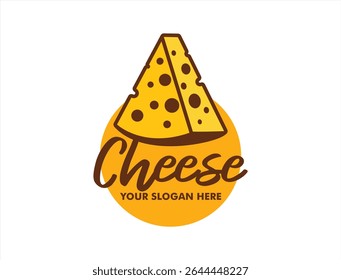 cheese logo vector with triangle shape and modern vintage style, perfect for food branding and organic dairy labels