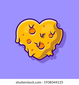 Cheese Love Melted Cartoon Vector Icon Illustration. Food Love Icon Concept Isolated Premium Vector. Flat Cartoon Style