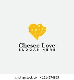 cheese love vector logo icon template