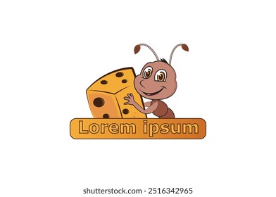 Cheese lover ant vector illustration, cute insect