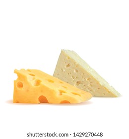 Cheese low poly. Fresh, nutritious, tasty brie cheese. Vector illustration. Cheese in triangulation technique.