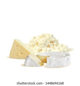 Cheese low poly. Fresh, nutritious, tasty brie cheese. Vector illustration. Cheese in triangulation technique.