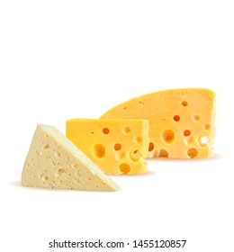 Cheese low poly. Fresh, nutritious, tasty brie cheese. Vector illustration. Cheese in triangulation technique.
