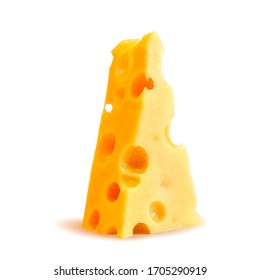 Cheese low poly. Fresh, nutritious, tasty brie cheese. Vector illustration. Cheese in triangulation technique.