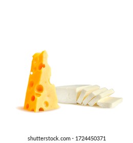 Cheese low poly. Fresh, nutritious, tasty brie cheese. Vector illustration. Cheese in triangulation technique.