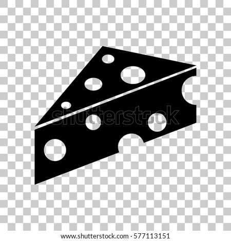 Cheese Maasdam sign. Black icon on transparent background.