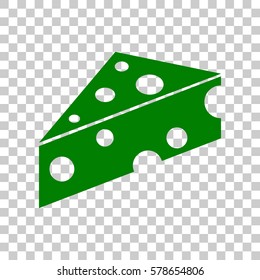 Cheese Maasdam sign. Dark green icon on transparent background.