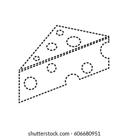 Cheese Maasdam sign. Vector. Black dashed icon on white background. Isolated.