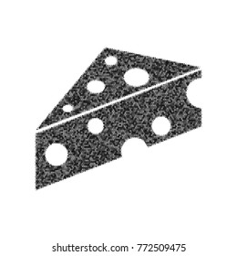 Cheese Maasdam sign. Vector. Black icon from many ovelapping circles with random opacity on white background. Noisy. Isolated.