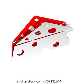 Cheese Maasdam sign. Vector. Detachable paper icon with red body stock. Isolated.