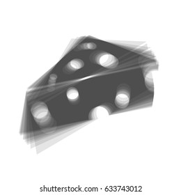 Cheese Maasdam sign. Vector. Gray icon shaked at white background.
