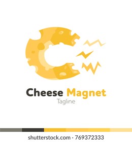 Cheese Magnet Logo, Restaurant logo, food and cooking logo, vector logo template.