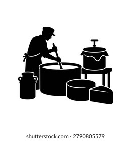 Cheese Making Silhouette Icon for Traditional Dairy Production