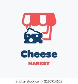 Cheese and market logo in modern style. With a white background