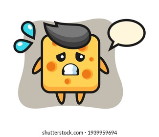 Cheese mascot character with afraid gesture