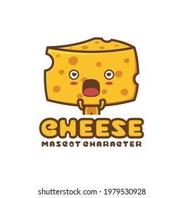 Plantilla de mascota de queso. adecuado para ser utilizado como logotipos, pegatinas, tarjetas, pantallas de menú, etc.