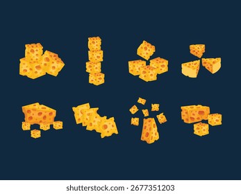 cheese melted cheddar cartoon element yellow breakfast ingredient milk snack product cube hand drawn