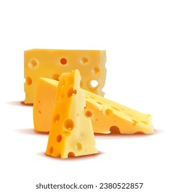 Cheese mesh. Fresh, nutritious, tasty solid cheeses. Vector illustration. Cheese brie in mesh technique.