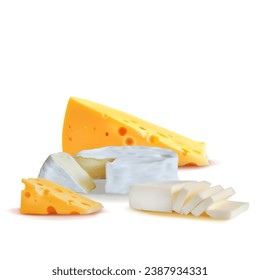 Malla de queso. Quesos sólidos frescos, nutritivos y sabrosos. Ilustración vectorial. Cerveza de queso en la técnica de malla.