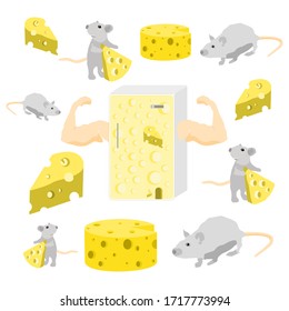 Cheese. The mice. Pattern. Vector stock graphics.