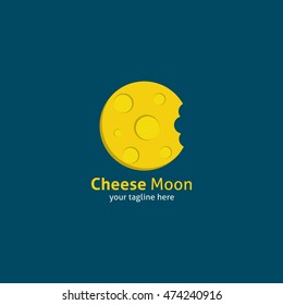 Cheese Moon Logo Design Template. Vector Illustration. Flat style Design. Great for company Logo.