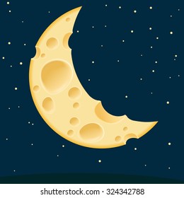 Cheese moon. Vector template.