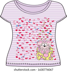 cheese mouse, heart vector t-shirt illustration.eps