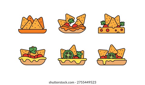 Cheese Nachos Line art vector abstract color concept