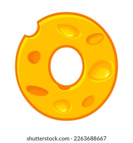 Cheese number 0. Zero font kids number. Figure 0