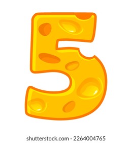 Cheese number 5. Five font kids number. Figure 5