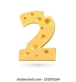 Cheese number two symbol isolated on white