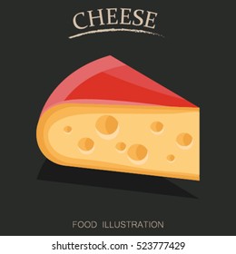 Cheese on the blackboard flat style realistic vector illustration.