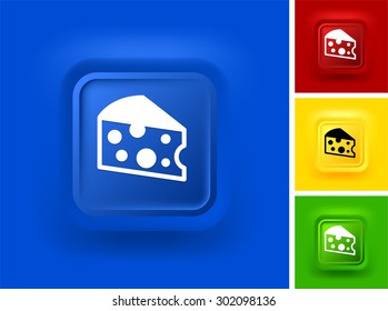 Cheese on Blue Bevel Square Button
