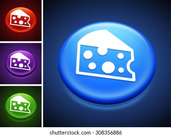 Cheese on Blue Round Button