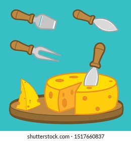 cheese on board and cheese tools
