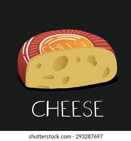 Cheese on chalkboard.