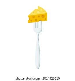 Cheese on forks Concept of diet. Vector illustration. EPS 10