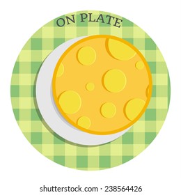 Cheese on plate. Vector illustration