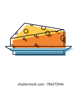 cheese on plate  vector illustration