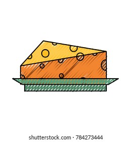 cheese on plate  vector illustration