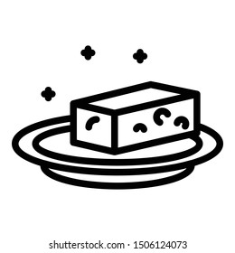 Cheese on a platter icon. Outline cheese on a platter vector icon for web design isolated on white background