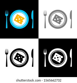Cheese on porcelain plate, vector illustration