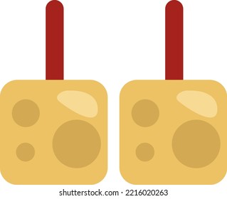 Cheese on stick, illustration, vector on a white background.