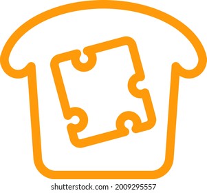 Cheese on toast, illustration, vector on a white background.