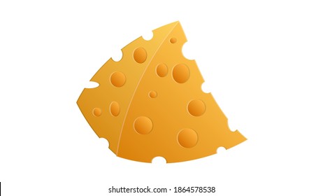 cheese on a white background, vector illustration. an appetizing triangular slice of cheese with holes. farm products. natural creamy, aromatic cheese