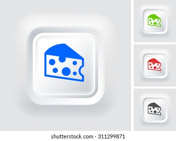 Cheese on White Square Button